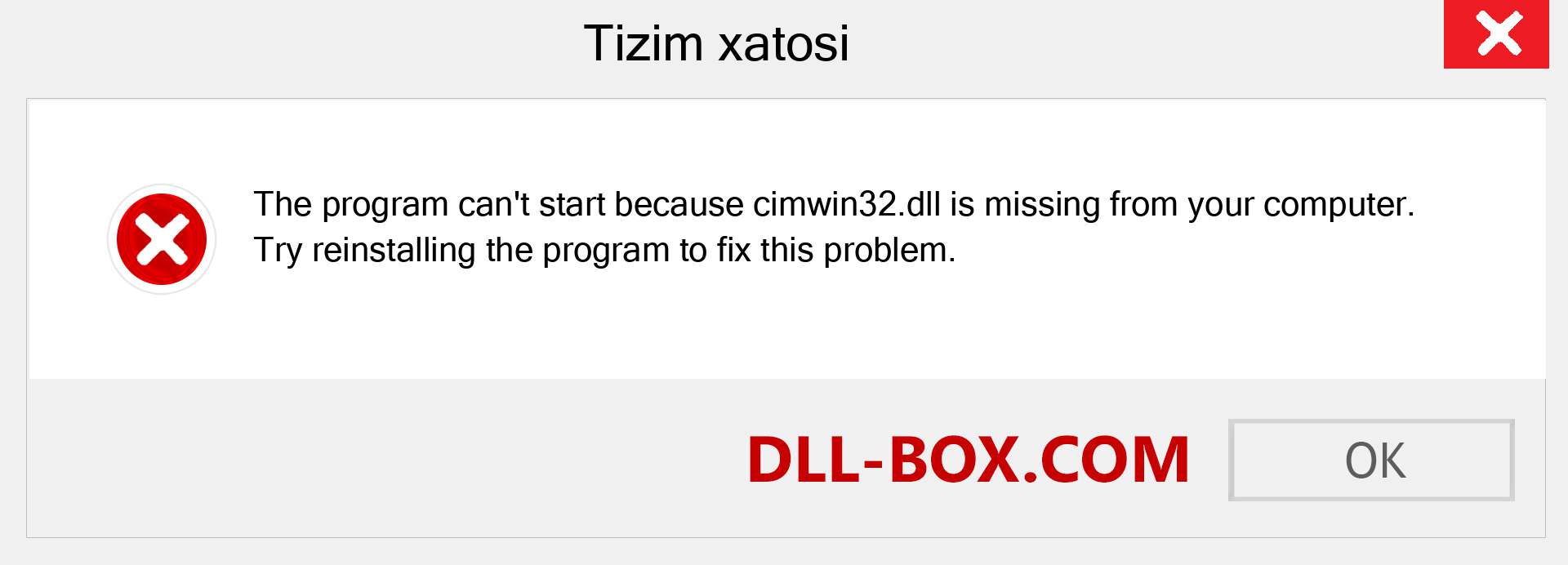 cimwin32.dll fayli yo'qolganmi?. Windows 7, 8, 10 uchun yuklab olish - Windowsda cimwin32 dll etishmayotgan xatoni tuzating, rasmlar, rasmlar